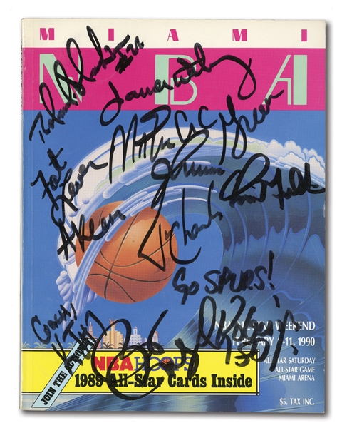 PAIR OF 1990 NBA ALL-STAR GAME AUTOGRAPHED PROGRAMS INCL. MAGIC JOHNSON, WORTHY, STOCKTON, ETC.